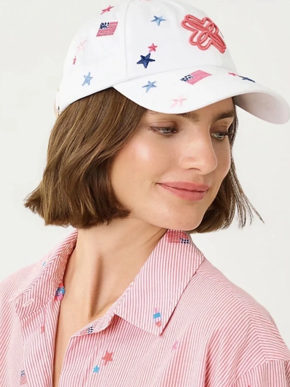 Lilly Pulitzer Embroidered Logo Hat *Resort White It's A 250th Celebration*